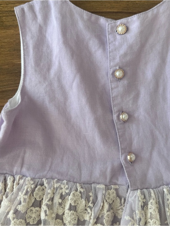 Caroline Kate Lavender Lace Overlay Linen Dress 6 - Picture 7 of 12